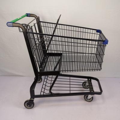 China American Style Black Steel Shopping Cart Electrophoretic Metal Shopping Cart for sale