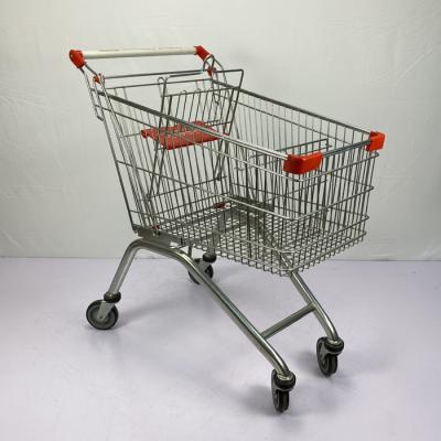China 125L European Shopping Carts Powder Coating Supermarket Basket Trolley SGS Certificate for sale
