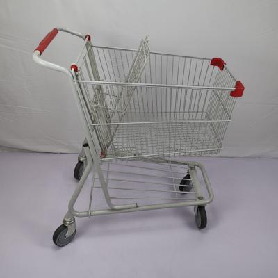 China White Powder Coating 100L Boutique Supermarket Shopping Trolley With Tente TPR Wheels for sale