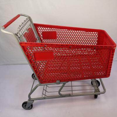 China 175L Red Semi Plastic Shopping Carts With 5