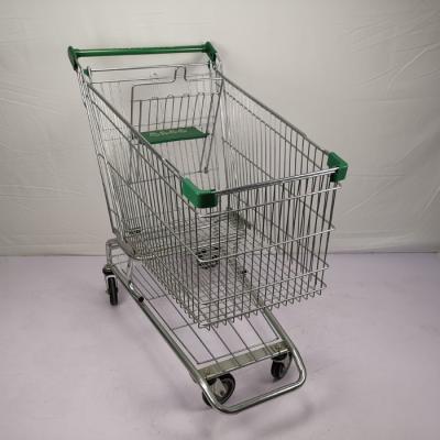 China PU Wheels Grocery Shopping Trolley 210L Metal Shopping Cart With Beverage Chassis for sale