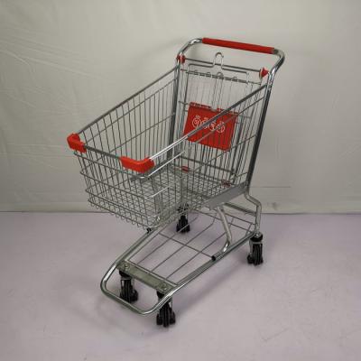 China Small 60L Metal Shopping Trolley Grocery Store Shopping Cart With PU Wheels for sale