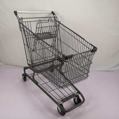 China 150L American Style Supermarket Shopping Trolley PU Wheel Grocery Trolly Cart for sale