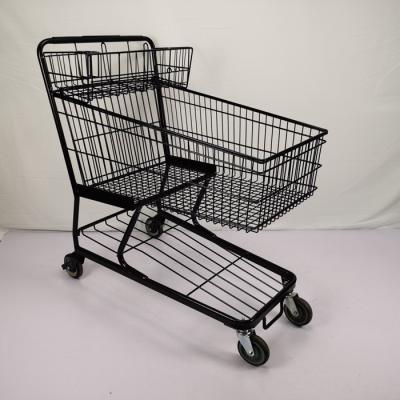 China Customized 100L Large Basket Supermarket Shopping Trolley With Handle Small Basket for sale