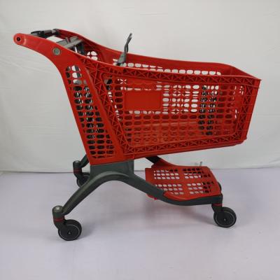 China Supermarket Plastic Basket Trolley Lightweight With Plastic Partition OEM ODM for sale