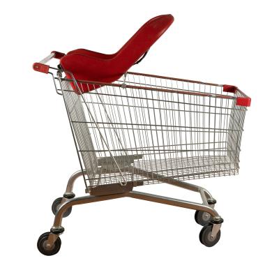 China 200L Metal Basket Supermarket Grocery Shopping Cart With Baby Sponge Lounge for sale