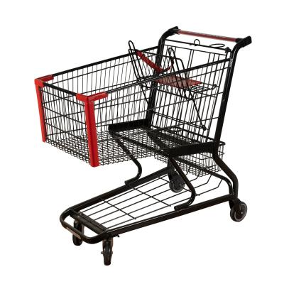 China 125L Black Metal Lightweight Shopping Trolley grocery cart EN BS 1929 for sale