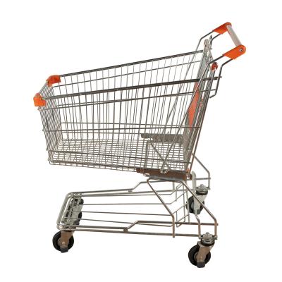 China Asia Style Best-Selling Supermarket shopping Trolley 125L Large Capacity Metal Mesh Cage Powder Coating for sale