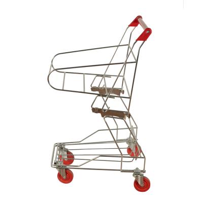 China Zinc Hand Push 4 Wheels Shopping Basket Trolley Powder Coating With Printing Logo for sale