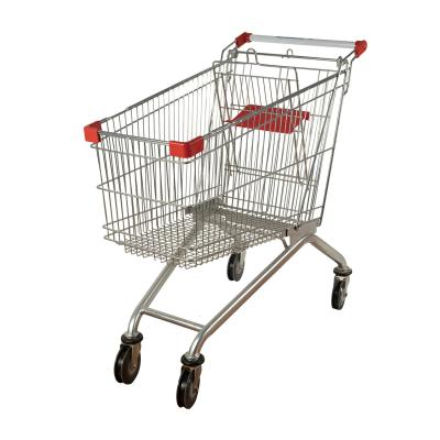 China Metal Basket 125L European Shopping Trolley Grocery Cart Anti Theft for sale