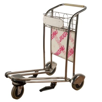 China Duty Free Shop Travel Luggage Trolley Three Wheel Stainless Steel Luggage Trolley for sale