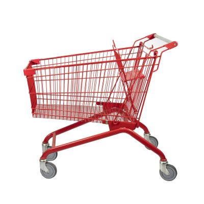 China Red 180L European Style Shopping Cart Supermarket Trolley Large Capacity Wholesale for sale