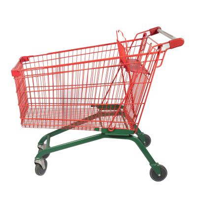 China 210L Large Capacity Customized Color Lightweight Commercial Shopping Cart With Folding Seat for sale