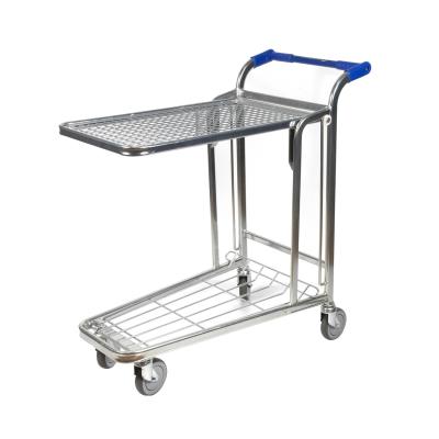 China Steel Flatbed Double Deck Trolley 200kg Bearing Warehouse Trolley Cart for sale
