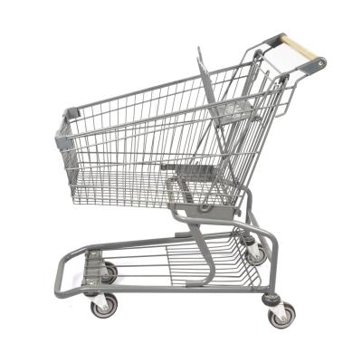 China American Style Gray Classic Light Supermarket Metal Shopping Cart Wholesale Customizable for sale