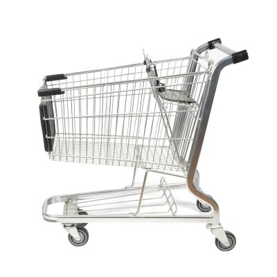 China American Style 125L Customized steel Cart Supermarket Shopping Cart With Advertising Board for sale
