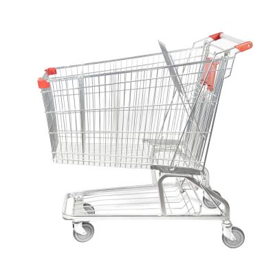 China Q195 Steel German Supermarket Shopping Cart Metal Mesh Basket Galvanized for sale