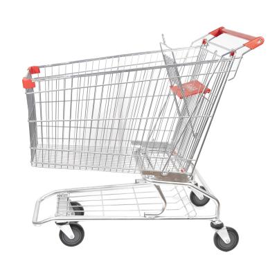 China Galvanized American Type Grocery Shopping Trolley 210L Metal Shopping Cart for sale