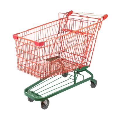 China Steel Mesh Supermarket Grocery Cart 150kgs Load Capacity for sale