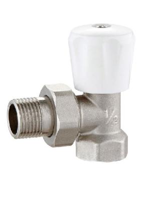 China Brass Angled Towel Rail Manual Radiator Valves 1/2'' For Steel Pipe Nickel Plated for sale