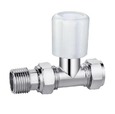 China Straight Trv Radiator Manual Control Valve 15mmx1/2'' For Copper Pipe Chrome Plated for sale