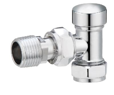China Angled Radiator Lockshield Valves Types 15mmx1/2'' For Copper Pipe Chrome Plated for sale