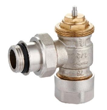 China Angled Thermostatic Radiator Valve 1/2'' With Adapter For 16mm PEX Pipe Nickel Plated for sale