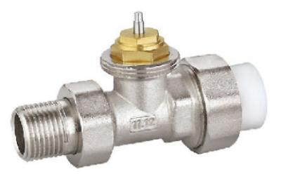 China Straight Thermostatic Radiator Valve 15mm x 1/2'' With PP Pipe Nickel Plated for sale