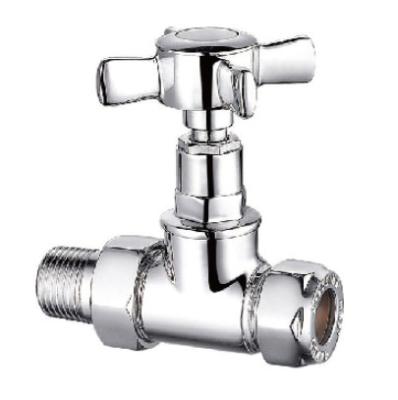 China Angled Manual Radiator Valve Head 15mmx1/2'' For Copper Pipe With Compression End Chrome Plated for sale