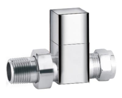 China Modern Straight Towel Rail Valves 1/2'' For 15mm Copper Pipe With Square Handle Chrome Plated for sale