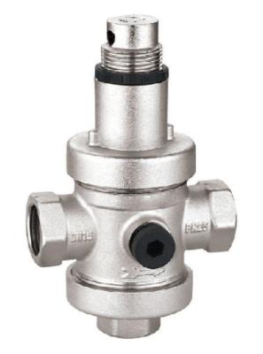China Brass Pressure Reducing Valves 3/4'' F X F With 1/4'' Gauge Port Nickel Plated PRV Water Valve for sale