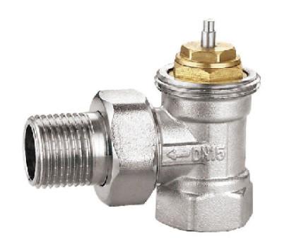 China Angled Thermostatic Trv Cast Iron Radiator Valves 3/4'' X 3/4'' Nickel Plated for sale