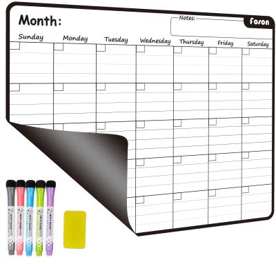 China Magnetic Dry Erase Monthly Fridge Calendar White Black For Refrigerator for sale