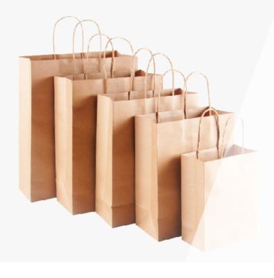 China Grocery Paper Bag Packaging Brown Kraft Gift Bags For Shopping for sale