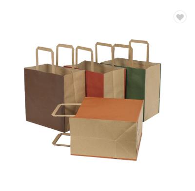 China CMYK Solid Color Plain Kraft Paper Gift Bags Eco Friendly Paper Bags 190gsm for sale