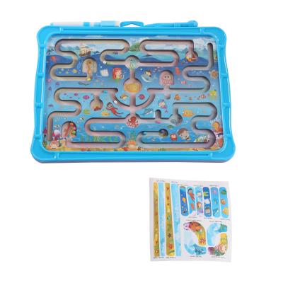 China Kids Ocean Of Joy Magnetic Pen Maze Labyrinth Ball Game With Drawing Board for sale