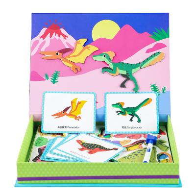 中国 子供の幼稚園のための磁気ジグソー パズルの恐竜の本の演劇箱のおもちゃ 販売のため