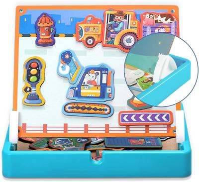 China Preschool Kids Magnetic Jigsaw Puzzle Toys Engineering Vehicles For Age 4-8 40Pcs for sale