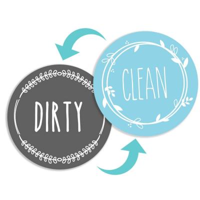 China Double Sided Round Circle Dishwasher Magnet Clean Dirty Sign Indicator for sale