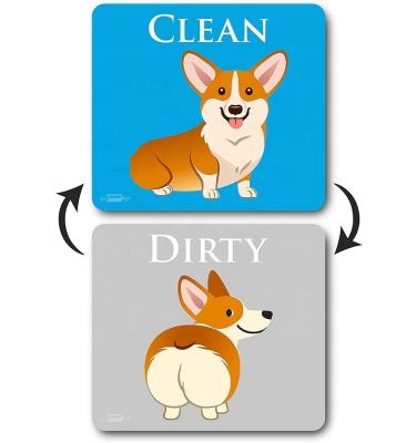 China reversible Cartoon Animal Dirty Clean Magnet Dishwasher dirty Sign For Kitchen for sale