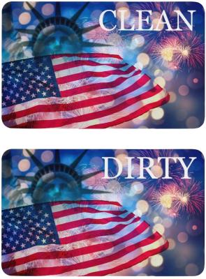 China Custom Kitchen Clean And Dirty Magnets Double Sided Dishwasher Magnet 4*2.5inch USA Flags for sale