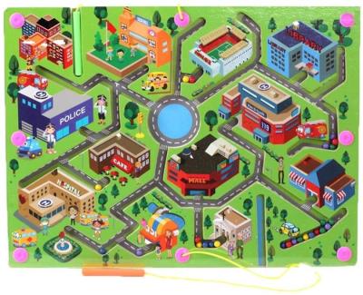 Chine Puzzle magnétique en bois Maze Board Game Educational Toys de circulation urbaine d'enfants à vendre