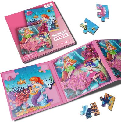 China Mermaid Wooden Magnetic Jigsaw Puzzle For Travel Games for sale