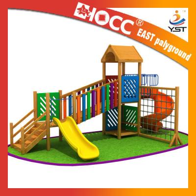 China Rainbow Wooden Playground Equipment Galvanized Steel Pipe CE Approved for sale