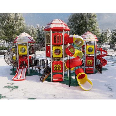 China 120cm Fall Height Plastic Slide Playground 20 Persons Capacity for sale
