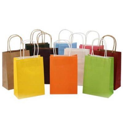 China Colored Kraft Paper Bag Kraft Paper Carrier Small Bags With Paper Handles for sale