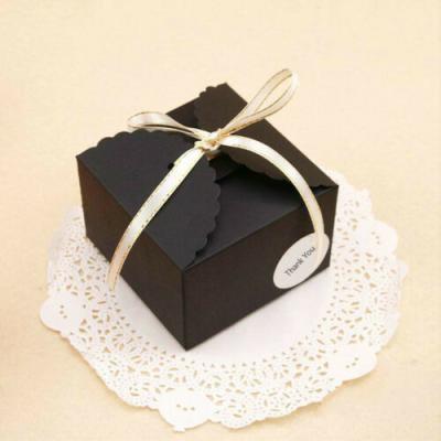 China LSX Black Paper Boxes Birthday Wedding Favour Bomboniere Cake Candle Gift Boxes for sale
