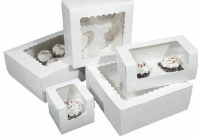 China Inserções superiores bonitas da janela das caixas de bolo do cartão ondulado cortadas à venda