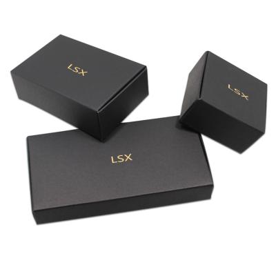 China Empty Chocolate Packing Boxes 300gsm Black Card Gold Stamping Surface Logo for sale