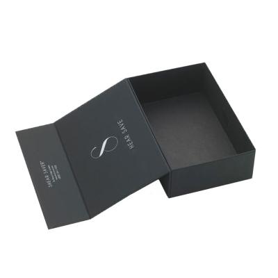 China Book Style Empty Cosmetic Boxes Black Paperboard With Magnetic Closure for sale